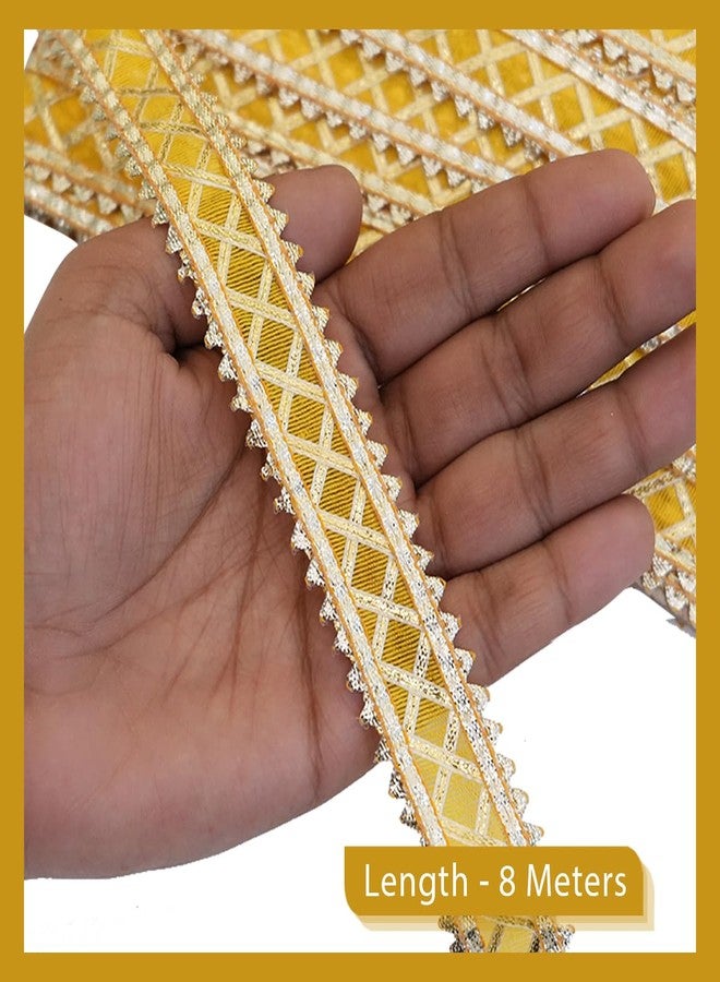 EmbroideryMaterial Laces and Borders Material Golden Gota Patti Lace for Saree Border, Dresses, Dupatta, Blouse, Kurta, Embroidery & Sewing (Yellow & Gold, 8 Meters, 2.5 CM Wide) - Image 3